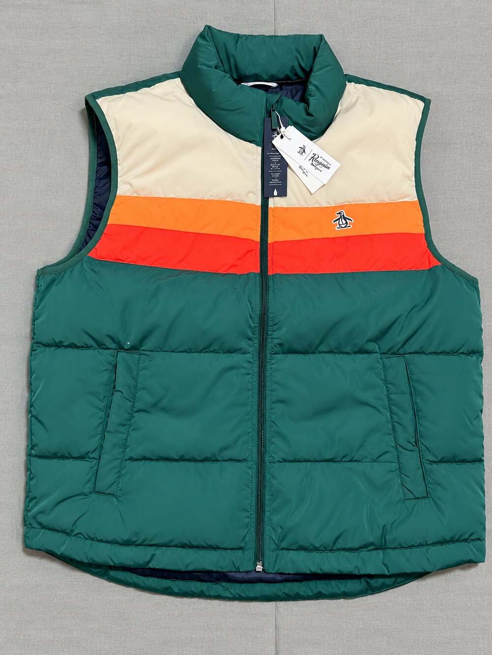 Original Penguin Men's Quilted Color Block Puffer Vest Size L New With Tags